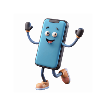 Blue Smartphone Cartoon Character With Happy Expression Waving Arms Wearing Boots and Gloves Transparent Background png