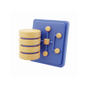 3D Database Icon on Blue Panel Representing Data Storage and Connection System png