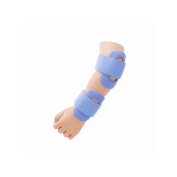 Light Skin Arm Wearing Blue Adjustable Orthopedic Support Brace Isolated on Transparent Background png