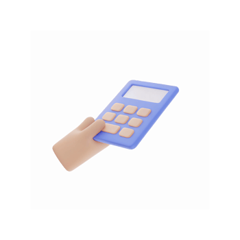 Hand Holding Blue Calculator with Pink Buttons on Transparent Background for Finance and Education png