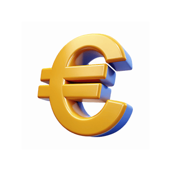 Golden Euro Currency Symbol Isolated on Transparent Background for Finance and Business Design png