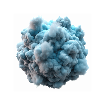 Blue Voluminous Smoke Cloud Explosion with Detailed Texture on Transparent Background for Creative Design png
