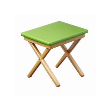 Simple Wooden Folding Stool with Green Top for Home Indoor and Outdoor Portable Seating png