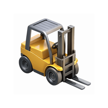 Yellow Industrial Forklift with Steel Forks and Transparent Background for Warehouse and Logistics Use png