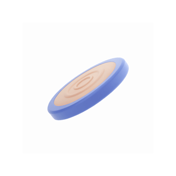 Minimalist Beige and Blue Circular Object with Geometric Pattern for Creative Design Applications png
