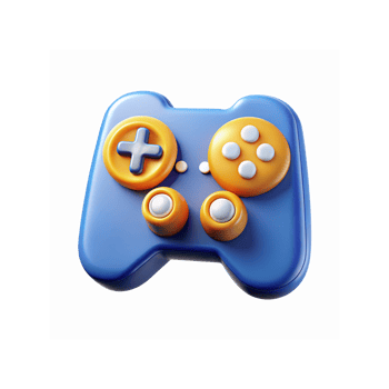 Blue Game Controller with Orange Buttons 3D Illustration for Gaming Applications and Technology Designs png