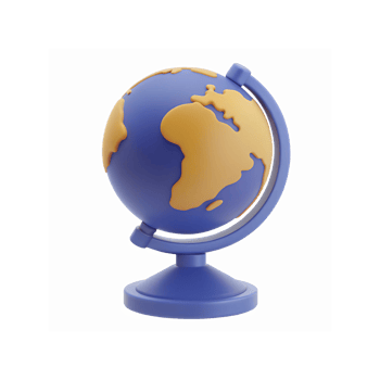 Blue Earth Globe Showing Africa and Europe with Gold Continents on Rotating Stand for Education png