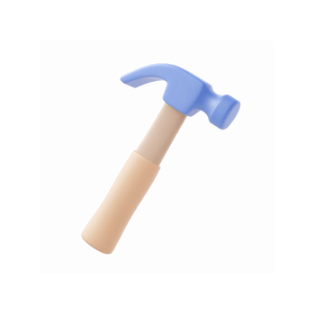 Blue Plastic Toy Hammer with Beige Handle for Kids Educational Play Tools Isolated on Transparent Background png