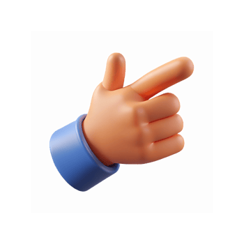 3D Cartoon Hand Pointing Gesture with Blue Sleeve on Transparent Background for Digital Design Use png