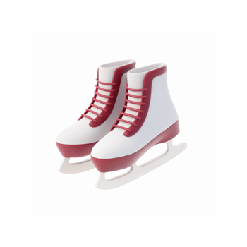 White Ice Skates With Red Laces and Trim for Winter Sports and Ice Skating Training or Recreation png
