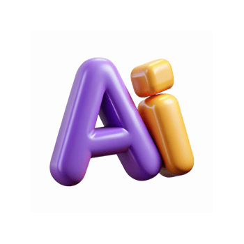 Purple And Yellow 3d Glossy AI Letters Design For Technology Innovation Digital Branding png
