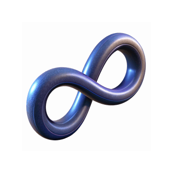 Glossy Metallic Infinity Symbol with Gradient Blue and Purple Colors on Transparent Background png