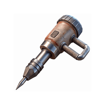 Rustic Metallic Power Drill with Pointed Tip Industrial Tool Design Isolated on Transparent Background png