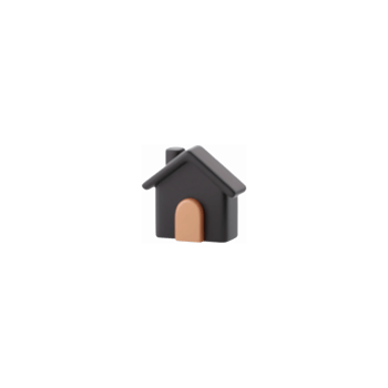 Minimalist Black House Icon with Brown Door Perfect for Real Estate and Home Design Concepts png