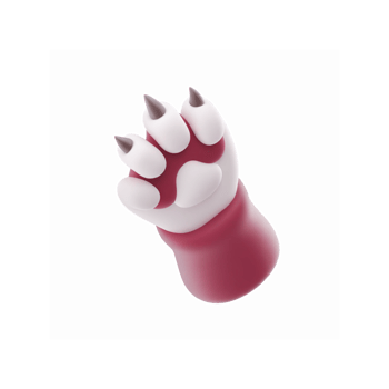 3D Illustration of a Red White Cat Paw with Sharp Claws for Pet Themes and Fun Designs png
