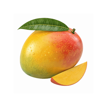 Ripe Yellow and Red Mango with Green Leaf and Fresh Slice Isolated on Transparent Background png