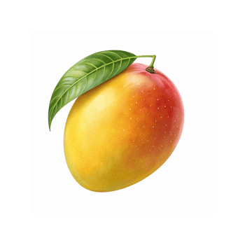 Bright Yellow and Red Ripe Mango with Green Leaf Isolated on Transparent Background for Tropical Fruit Concept png