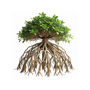 Mangrove Tree With Complex Root System And Green Leaves Representing Natural Ecosystem And Growth Concept png