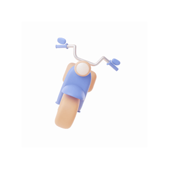 Top View Minimalist Blue Motorbike Illustration with Handlebars and Beige Tires for Design Projects png