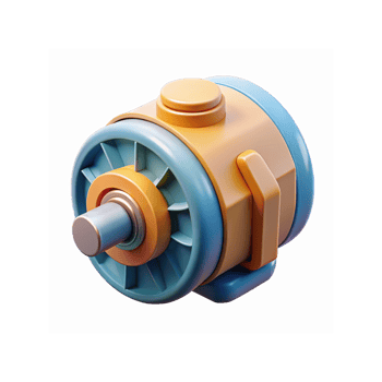 3D Render of Vibrant Orange and Blue Electric Motor Isolated on Transparent Background for Engineering Design png