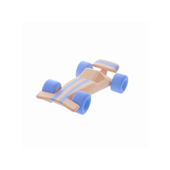 Minimalist Beige and Blue Toy Race Car with Striped Design for Kids and Playful Scenes png