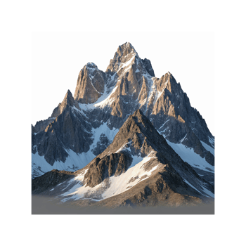 Majestic Rocky Snow-Capped Mountain Peaks with Natural Sunlit Shadows and Clear Sky Background png