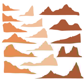 A set of different mountain silhouettes vector