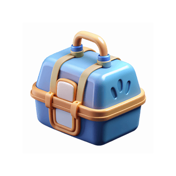 Blue Portable Pet Carrier with Beige Handle and Secure Straps for Travel or Transportation Needs png