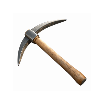 Rustic Wooden Handled Pickaxe with Steel Dual Blades for Mining and Digging Tools on Transparent Background png