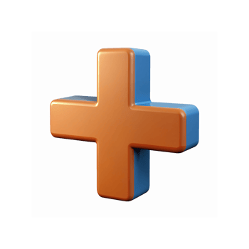 Bold Orange And Blue 3D Plus Sign Icon With Glossy Finish On Transparent Background For Design And Branding png