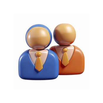 3D Illustration of Business Team Figures Wearing Blue and Orange Suits with Ties on Transparent Background png