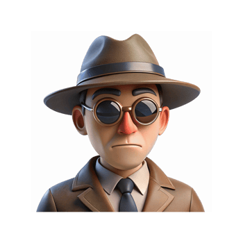 Serious Man Character in Hat and Sunglasses Wearing Suit and Tie with Neutral Expression on Transparent Background png