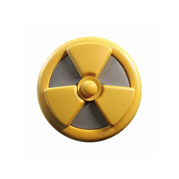 Yellow Radiation Hazard Symbol Icon with Gray Background for Nuclear Safety and Warning Signage png
