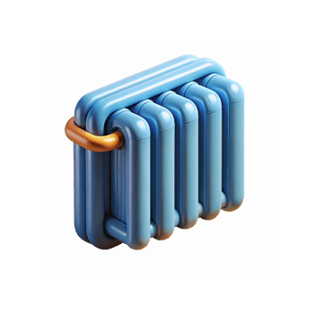 Blue Three Dimensional Radiator Icon with Orange Handle for Heating Concept on Transparent Background png