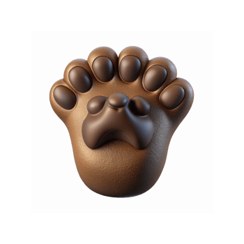 Realistic Brown Animal Paw Print Closeup with Smooth Texture Isolated on Transparent Background png