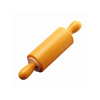 Orange Wooden Rolling Pin Kitchen Tool for Baking Dough Preparation and Culinary Use png