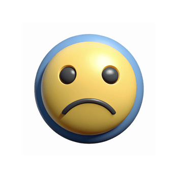 3D Yellow Sad Face Emoji Icon with Blue Outline on Transparent Background for Emotions and Messaging png