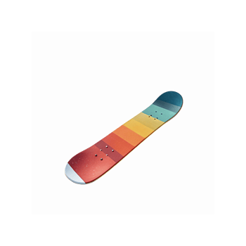 Colorful Gradient Skateboard Deck with Abstract Striped Design for Skating and Sports Enthusiasts png
