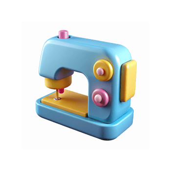Blue And Yellow Toy Sewing Machine With Pink Buttons For Kids Crafts And Creative Activities png