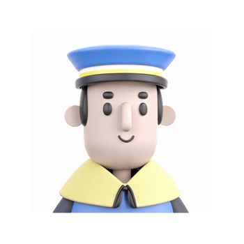 Cartoon Male Character in Blue Hat and Yellow Uniform Smiling with Transparent Background png