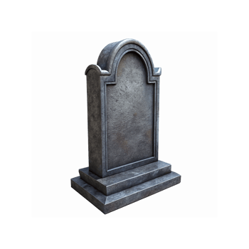 Grey Stone Tombstone with Curved Top and Rectangular Base for Cemetery Memorial Design png