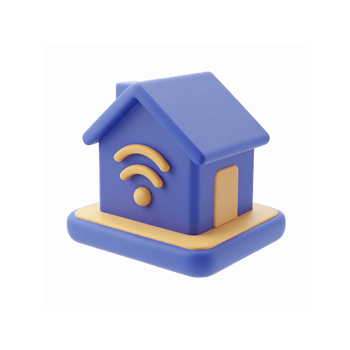 Blue and Yellow Smart Home Icon with WiFi Symbol Representing Digital Connectivity on Transparent Background png