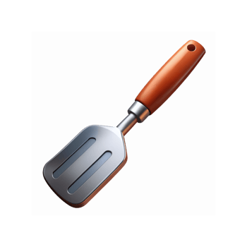 Metal Kitchen Spatula with Wooden Handle for Cooking and Grilling on Transparent Background png