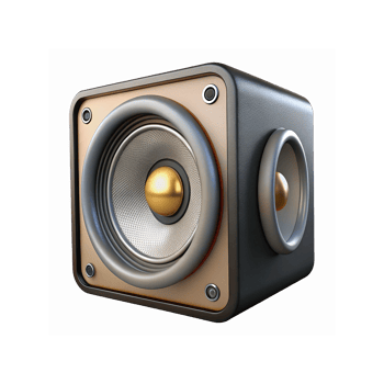 Modern Black Speaker with Metallic Gold and Silver Details for Audio Sound System Design png
