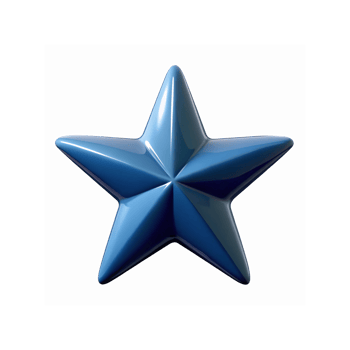 Glossy Blue Five Pointed Star Icon with Smooth 3D Surface on Transparent Background for Design and Decoration png