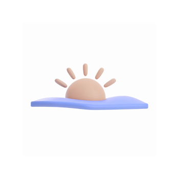 Minimalistic Sunrise Illustration in Soft Pastel Colors Over a Gentle Blue Wave Design png