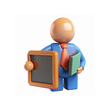3D Illustration of Businessman Holding Book and Tablet for Education and Technology Concept png