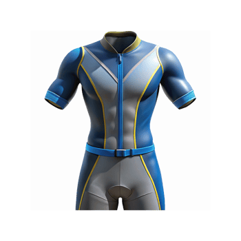 Blue and Gray Professional Triathlon Suit with Yellow Accents for Racing or Sportswear Display png