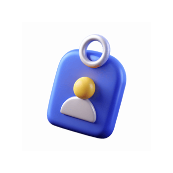 Blue Minimalist Keychain Design with White and Yellow Icon Featuring 3D Profile Symbol png