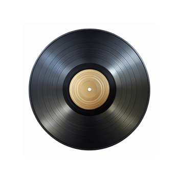Vintage Black Vinyl Record with Gold Center on Transparent Background for Music and Retro Design Projects png